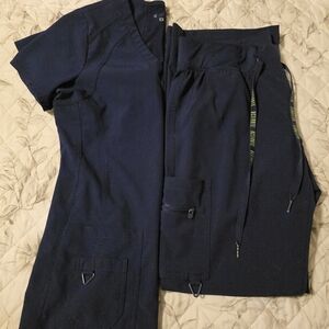 Med Couture Activate Navy Blue Scrub Top & Drawstring Pants